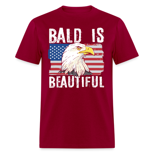 Bald Is Beautiful Eagle USA Flag T Shirt - dark red