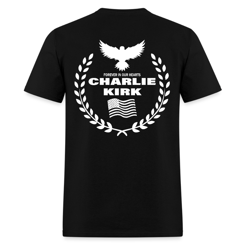 Charlie Kirk Forever In Our Heart US Flag T Shirt - black