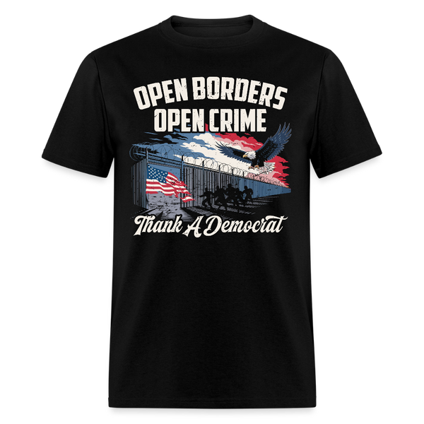 Open Borders Open Crime T Shirt - black