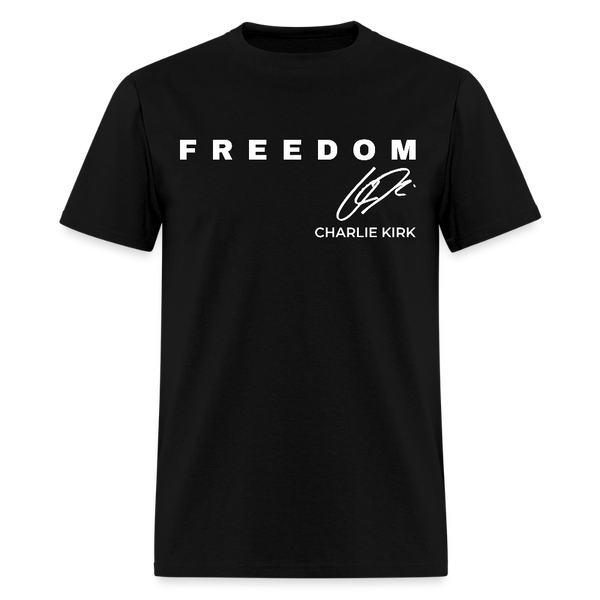 Charlie Kirk Freedom American Flag T Shirt - 2 - black