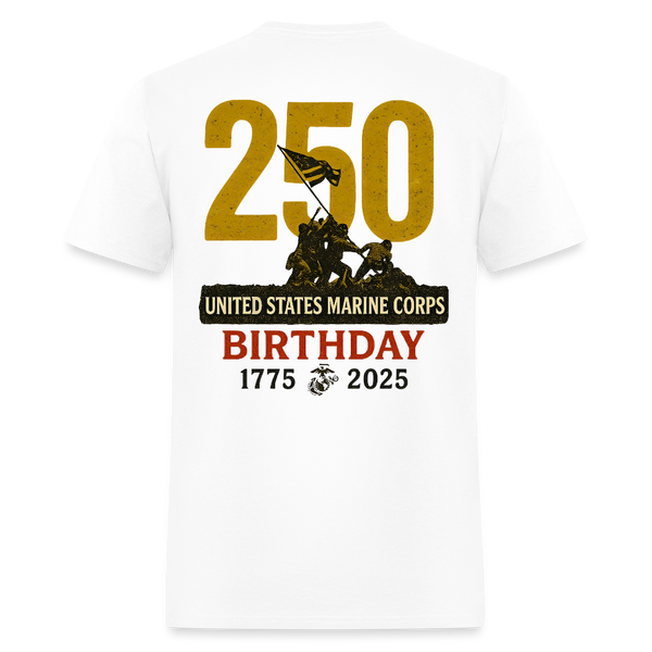 250th United States Marine Corps Birthday 1775-2025 T Shirt - white