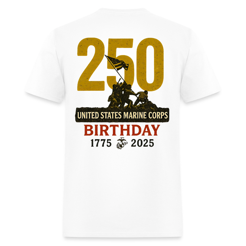 250th United States Marine Corps Birthday 1775-2025 T Shirt - white