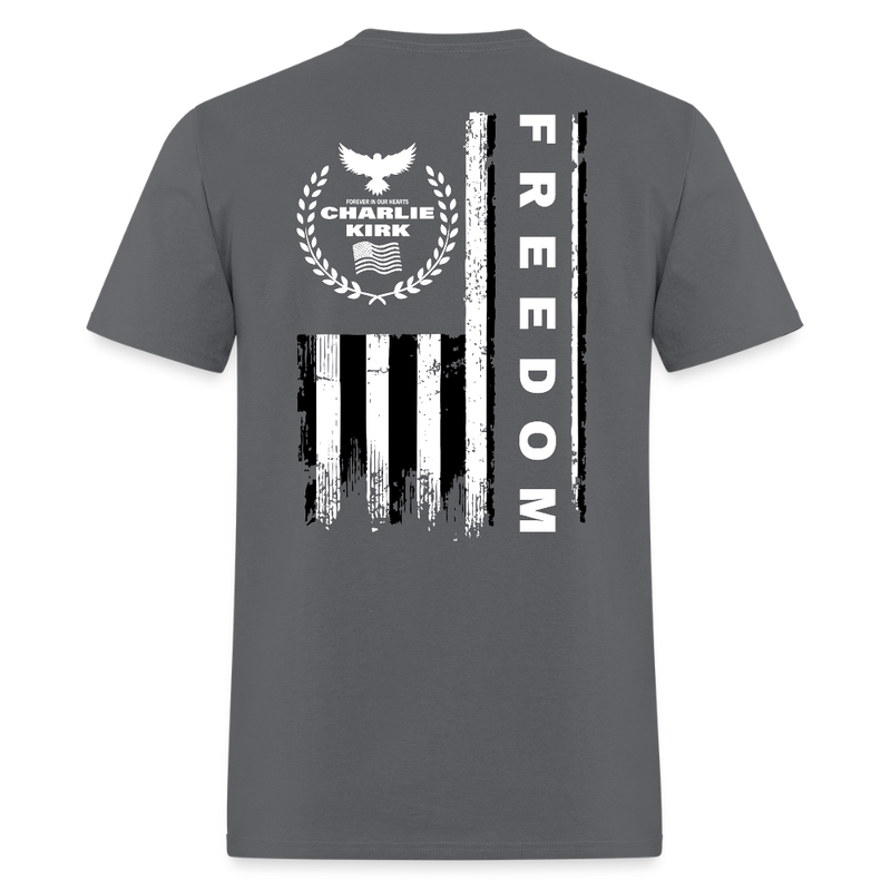RIP Charlie Kirk Signature Forever In Our Heart US Flag T Shirt - charcoal