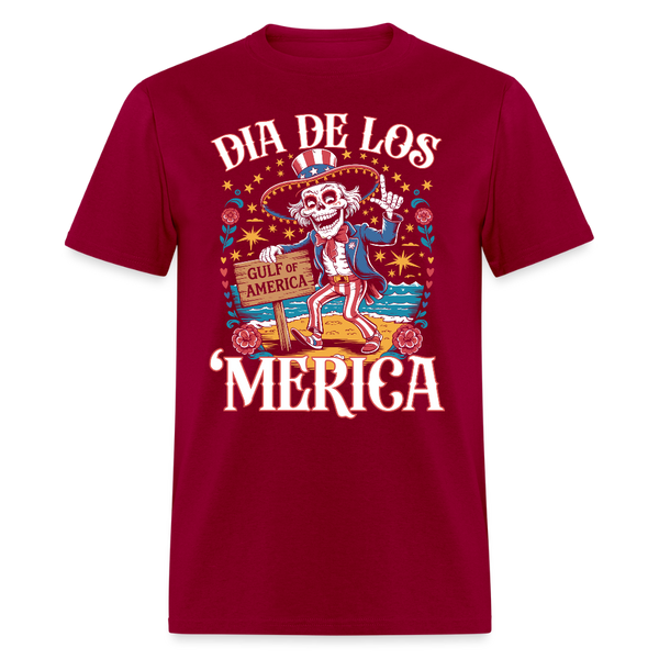 Dia De Los 'Merica T Shirt - dark red