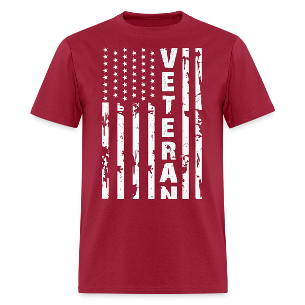Veteran USA Flag T Shirt - dark red