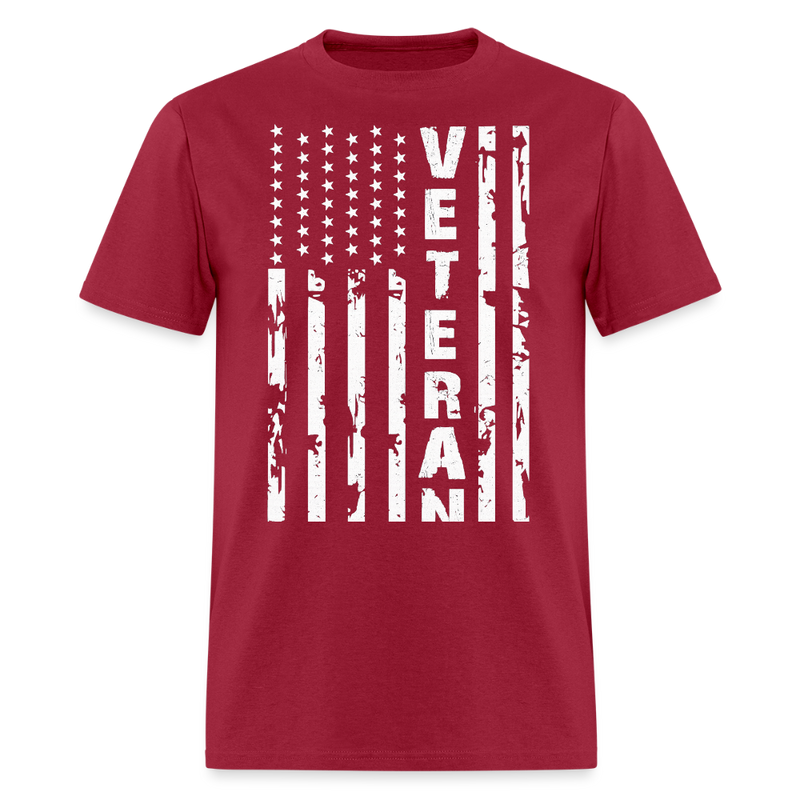 Veteran USA Flag T Shirt - dark red