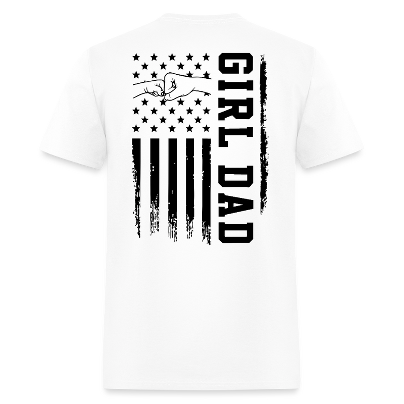 Girl Dad Fist Bump American Flag T Shirt - white
