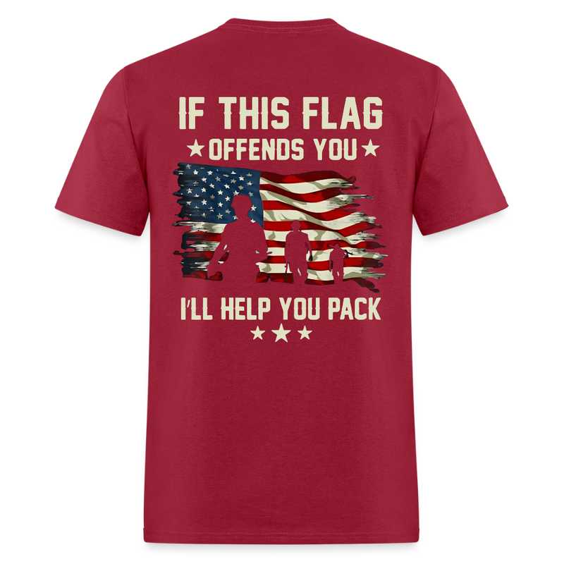 If This Flag Offends You I'll Help You Pack Veterans T Shirt - dark red