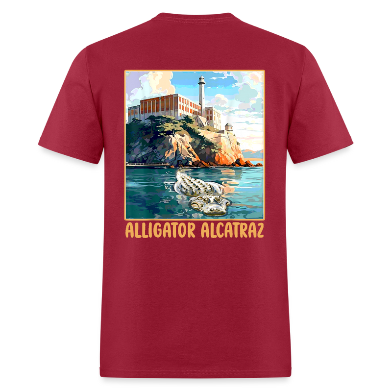 Alligator Alcatraz Parody T Shirt - dark red