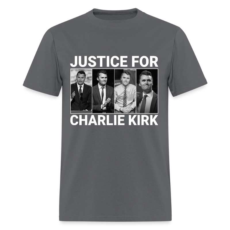 Justice For Charlie Kirk T Shirt - 3 - charcoal