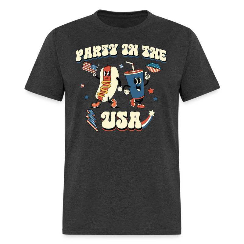 Party In The USA Retro T Shirt - heather black