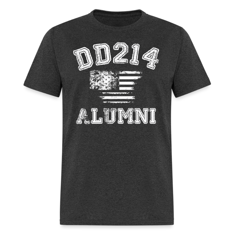 DD214 Alumni American Flag T Shirt - heather black