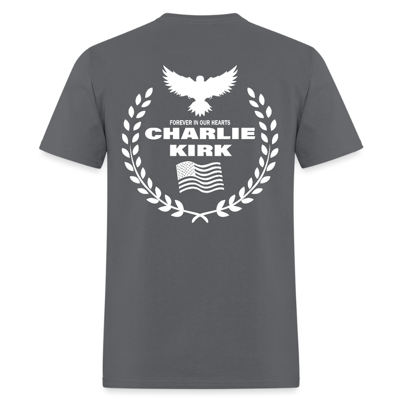 Charlie Kirk Forever In Our Heart US Flag T Shirt - charcoal