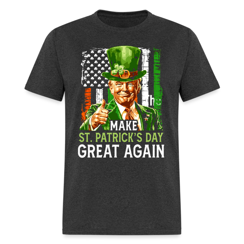 Make St Patrick's Day Great Again Shamrock Trump T Shirt - heather black