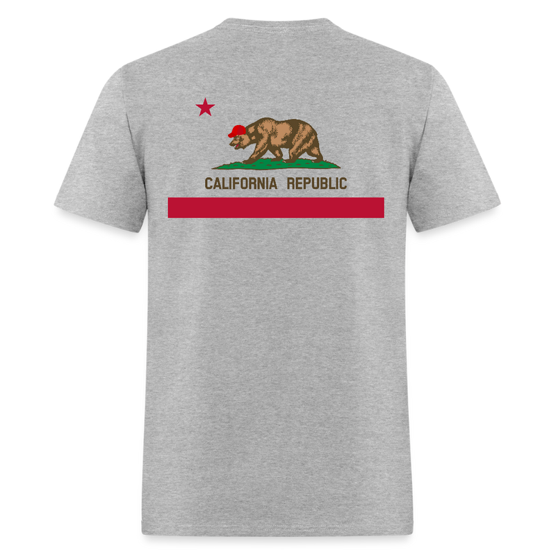 California Republic MAGA Bear Back Print T Shirt - heather gray