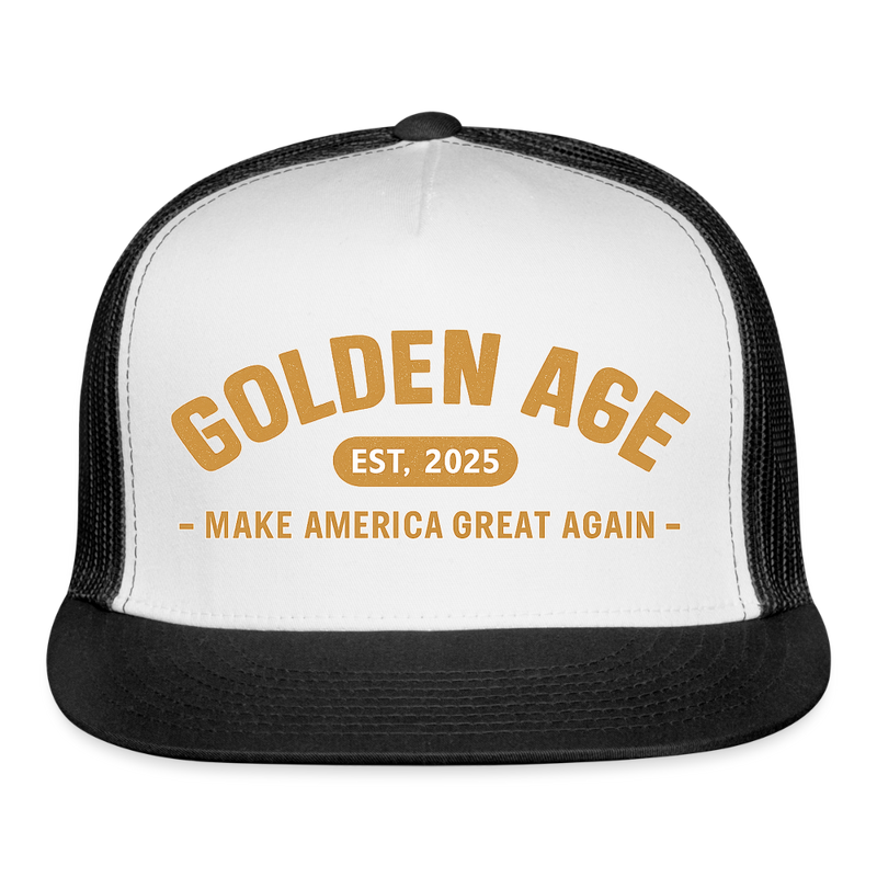 Golden Age Make America Great Again Est. 2025 Trucker Hat - white/black