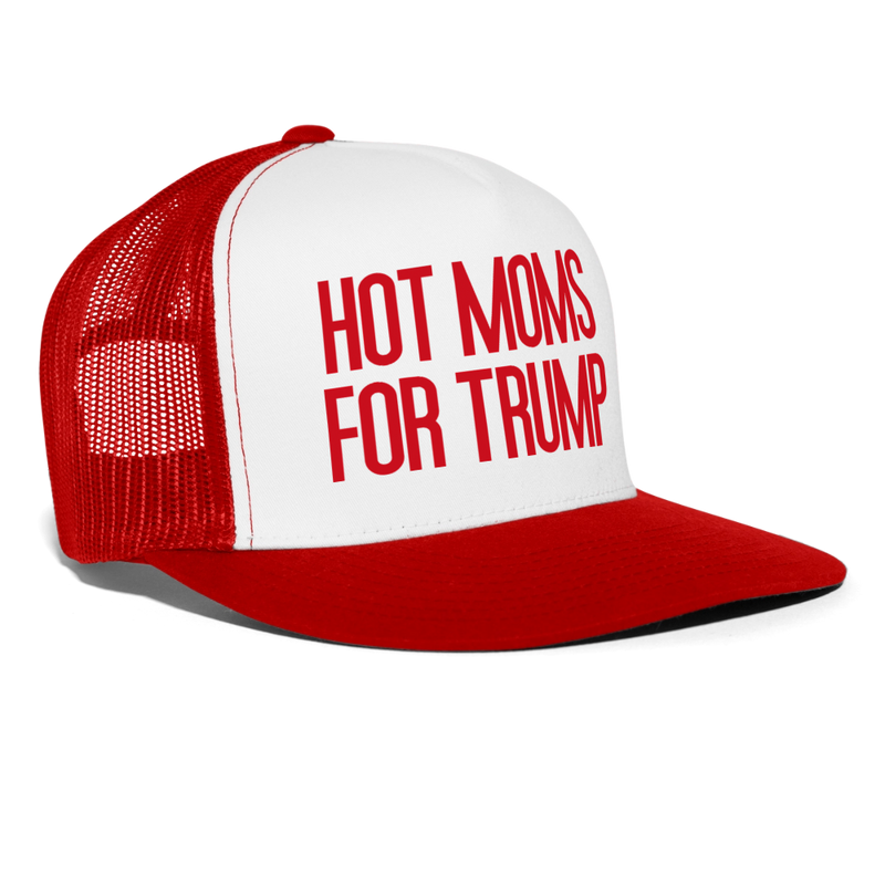 Hot Moms for Trump Red Trucker Hat - white/red