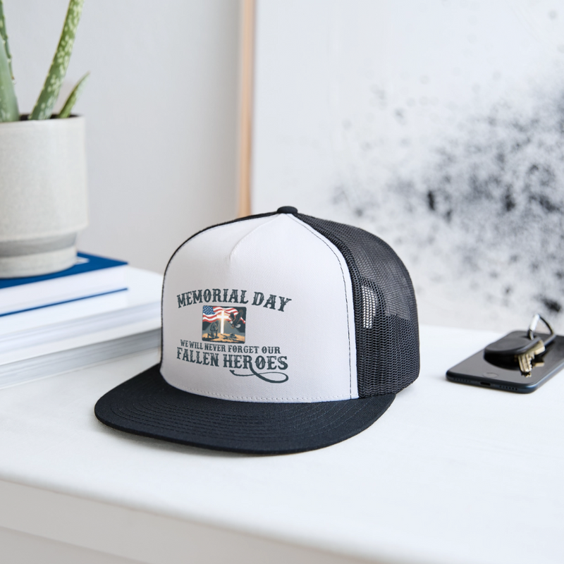 Memorial Day We Will Never Forget Trucker Hat - white/black