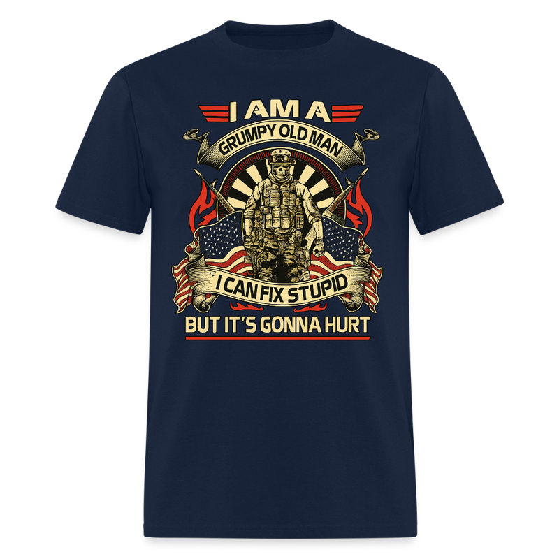 I Can Fix Stupid but It's Gonna Hurt Veteran T Shirt - navy