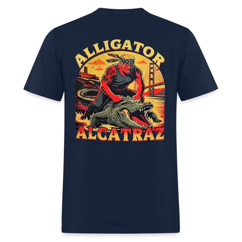 Alligator Alcatraz Trump Double-sided Print T Shirt - navy