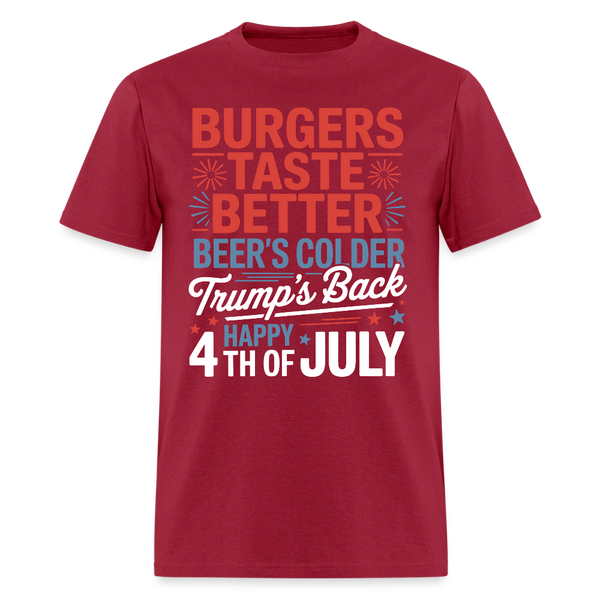 Burgers Taste Better Beer's Colder Trump's Back T Shirt - dark red