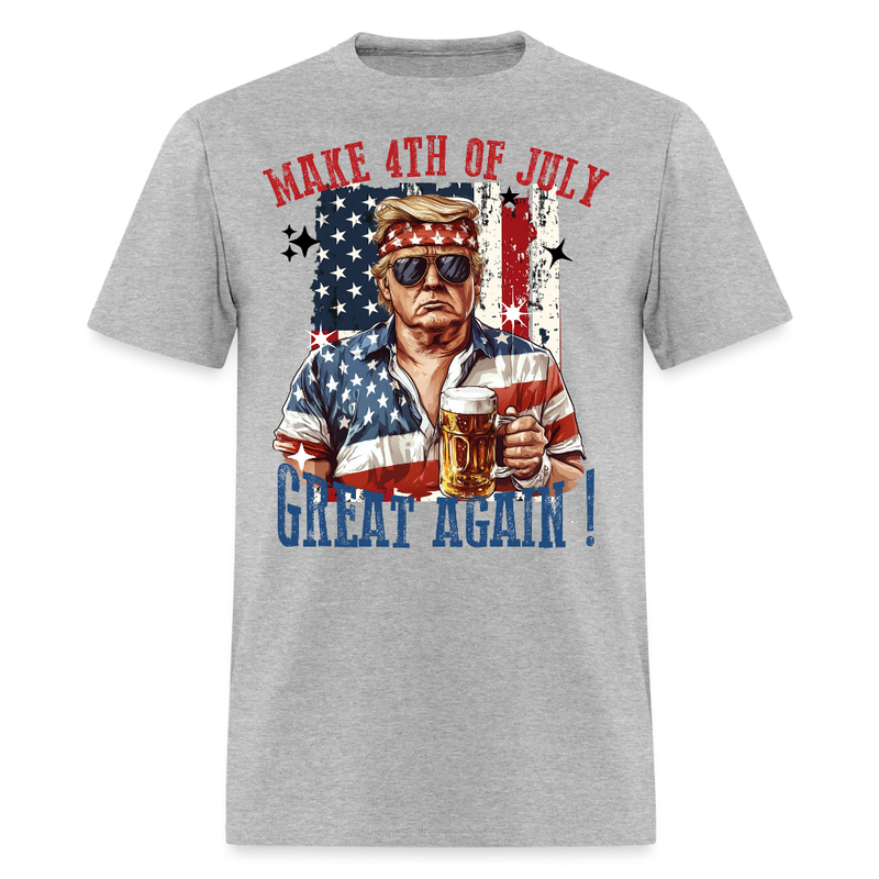 Trump Retro Make 4th Of July Great Again T Shirt - heather gray