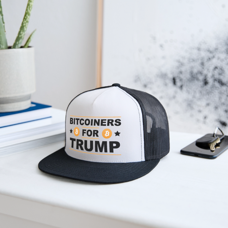 Bitcoiners For Trump Trucker Hat - white/black