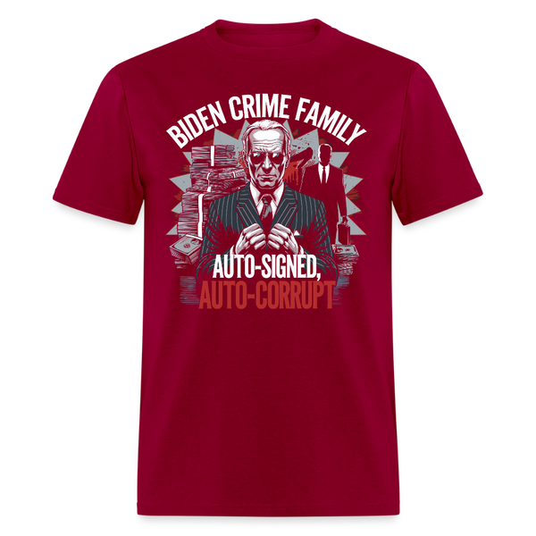 Biden Crime Family Auto-Signed T Shirt - dark red