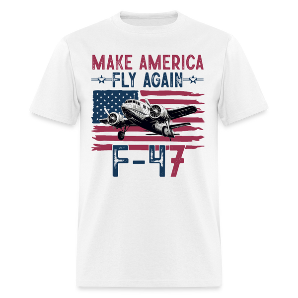 Make American Fly Again F-47 Jet T Shirt - white