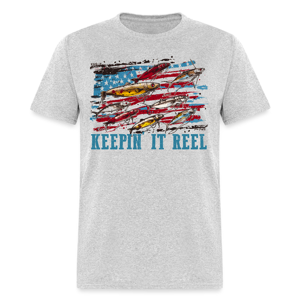 American Fish Keepin' It Reel T Shirt - heather gray