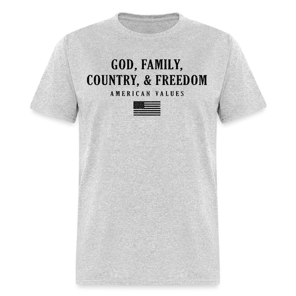 God, Family, Country, and Freedom T Shirt - heather gray