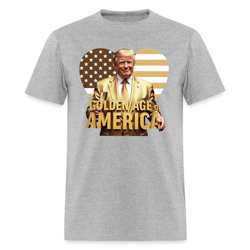 Golden Age of America Front Print T Shirt - heather gray