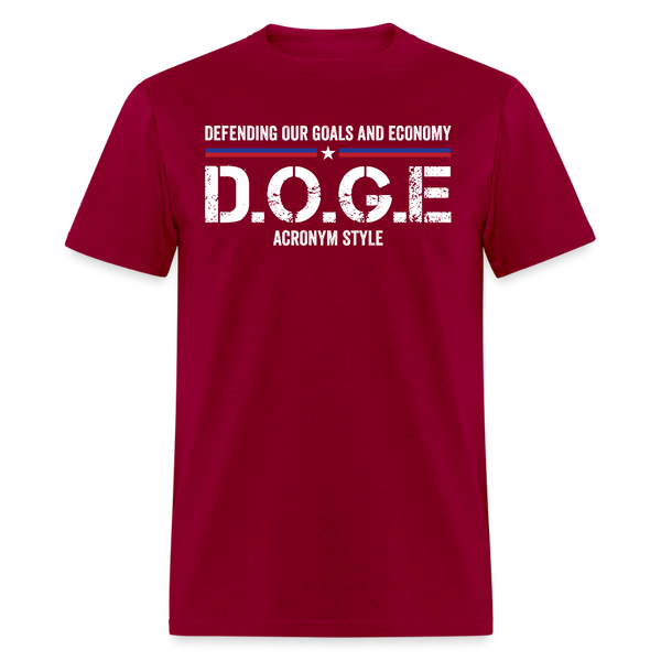 Defending Our Goals and Economy D.O.G.E Acronym Style T Shirt - dark red