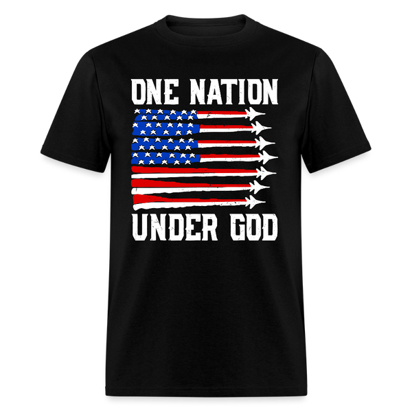 One Nation Under God American Fighter Jet T Shirt - black