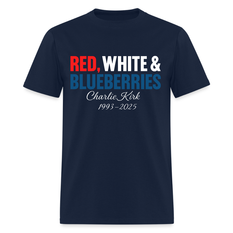 Red White and Blueberries Charlie Kirk T Shirt - navy