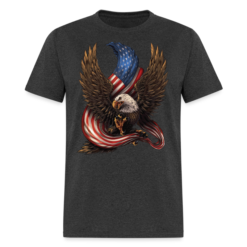 America Flag Eagle Patriotic T Shirt - heather black