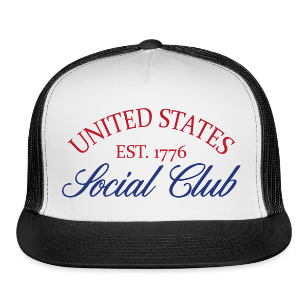 United States Est. 1776 Social Club Trucker Hat - white/black