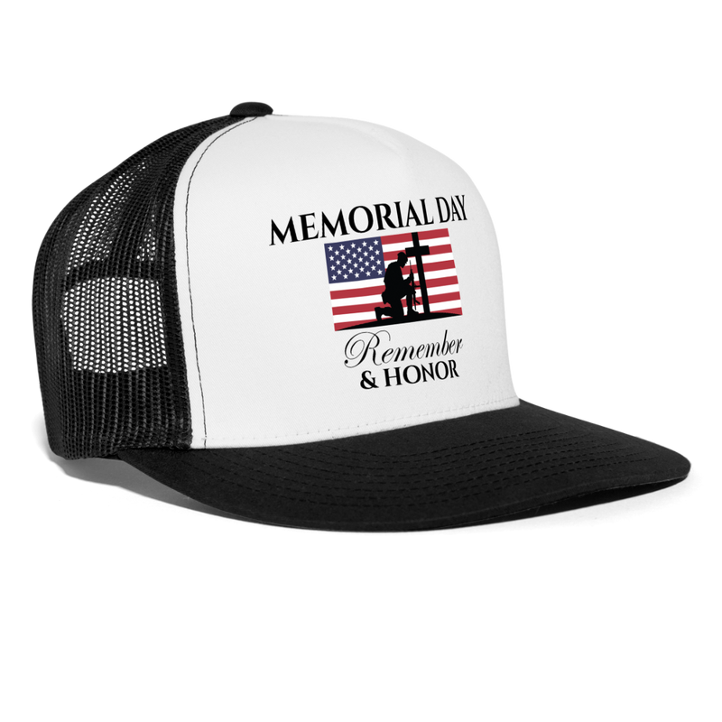 Memorial Day Remember & Honor Trucker Hat - white/black