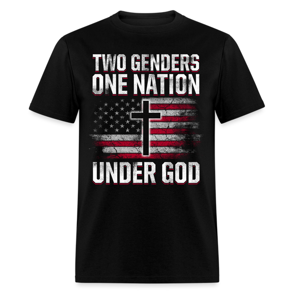 Two Genders, One Nation, Under God T Shirt - black