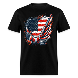 Hockey USA Flag T Shirt - black