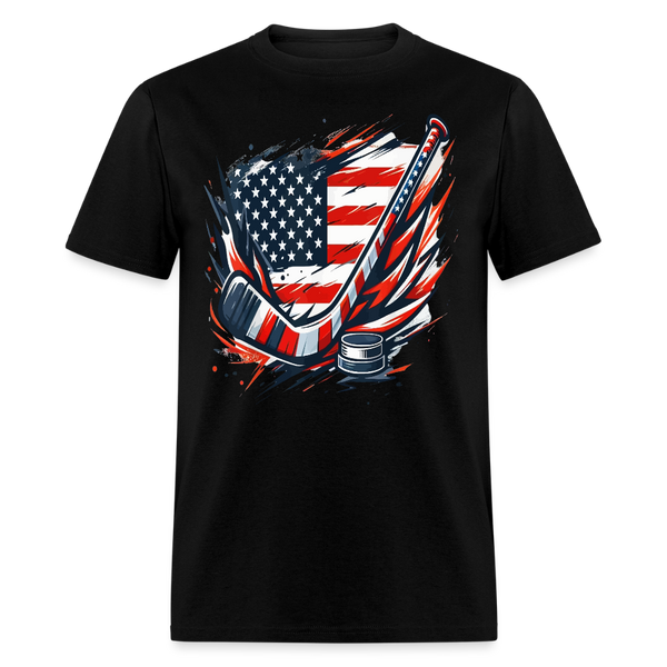 Hockey USA Flag T Shirt - black