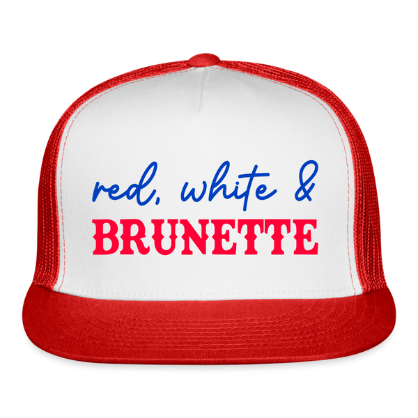 Red White and Brunette Trucker Hat - white/red