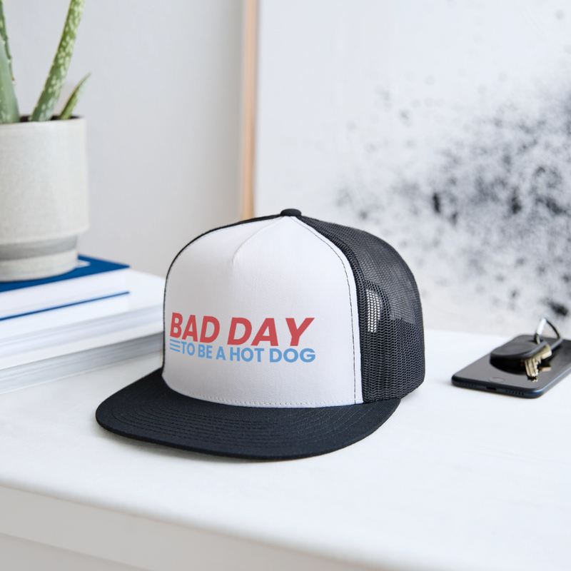 Bad Day to Be a Hot Dog Trucker Hat - 3 - white/black