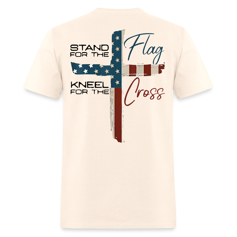 Stand For The Flag Kneel For The Cross White T Shirt - natural