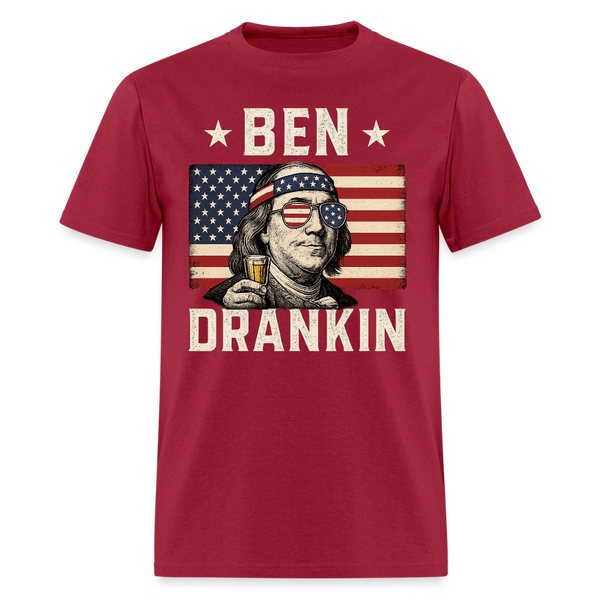 Retro Ben Drankin T Shirt - dark red