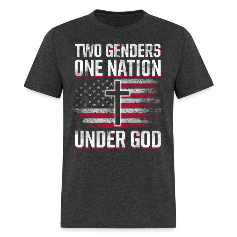 Two Genders, One Nation, Under God T Shirt - heather black