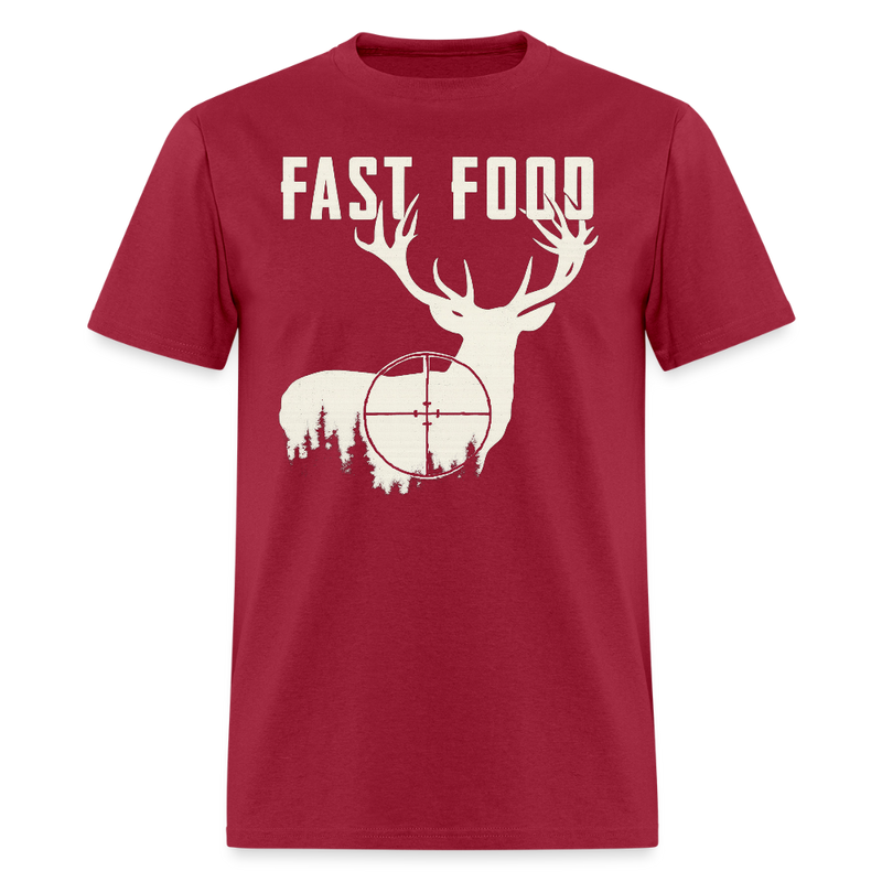Fast Food Deer Hunting T Shirt - dark red