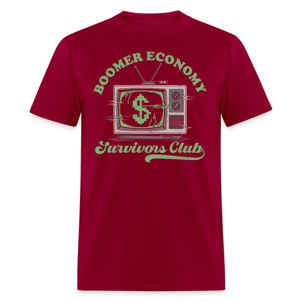 Boomer Economy Survivors Club T Shirt - dark red
