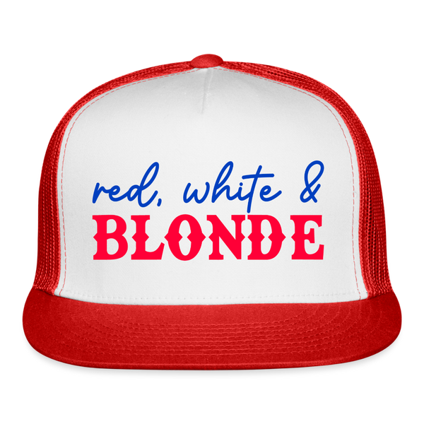Red White and Blond Trucker Hat - white/red