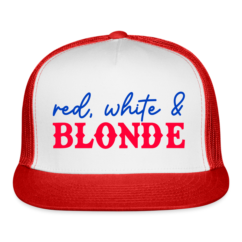 Red White and Blond Trucker Hat - white/red